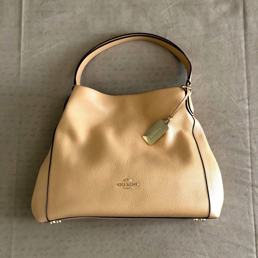 Coach Edie 31 Beige Leather Shoulder Bag